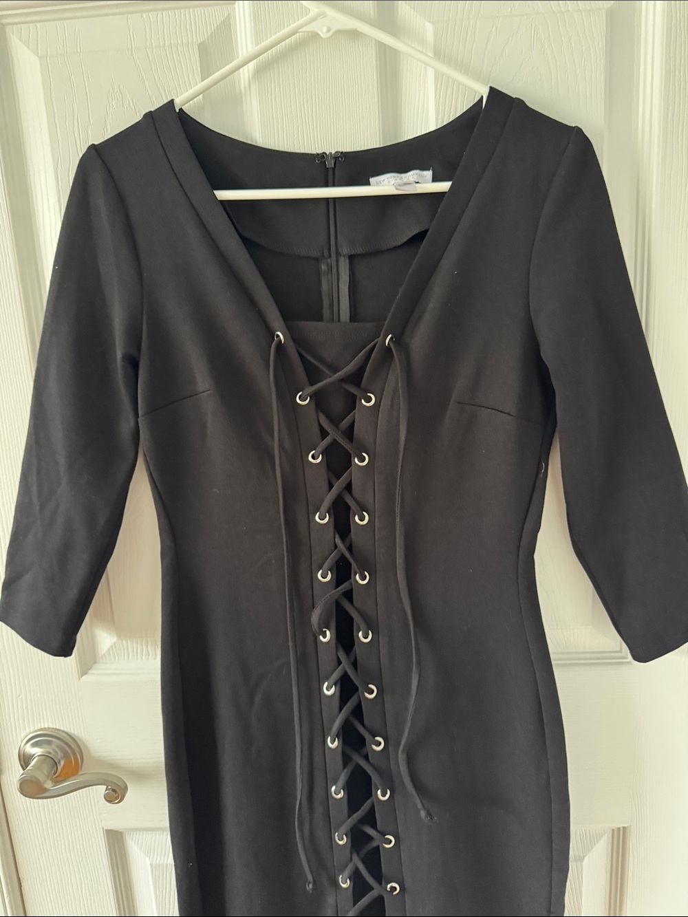 New York & Company Black Lace-Up Midi Dress - Picture 5 of 7
